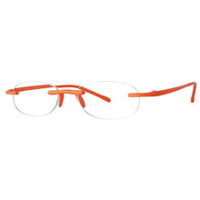 Load image into Gallery viewer, Three quarter view of original Scojo Gels readers in orange poppy by Scojo. Photographed on a white background. Style 766. Buy them at ReadingGlasses.CO-.jpg