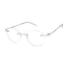 Load image into Gallery viewer, Angled view Scojo Round Gels in crystal. Photographed on a white background. Style 631. Get yours at ReadingGlasses.CO/