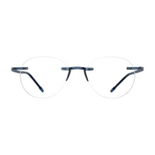 Load image into Gallery viewer, Straight-on view Scojo Round Gels in midnight blue. Photographed on a white background. Style 632. Available at ReadingGlasses.CO/