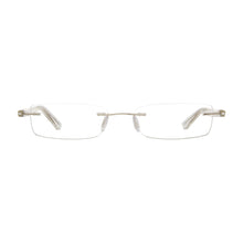 Load image into Gallery viewer, Front view of Gels Slim Rectangle Rubber Coated Readers in clear crystal photographed on a white background. Available at ReadingGlasses.CO/