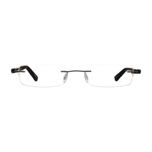 Load image into Gallery viewer, Front view Gels® Slim Rectangle Rubber Coated Readers in Black. Photographed on white background.Available at ReadingGlasses.CO/