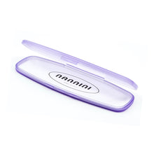 Load image into Gallery viewer, Close-up view of Nannini Kiss Foldable sunglasses open case, white background: color: Icy Violet