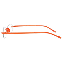 Load image into Gallery viewer, Temple side view of original Scojo Gels readers in orange poppy by Scojo. Photographed on a white background. Style 766. Buy them at ReadingGlasses.CO-.jpg