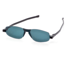 Load image into Gallery viewer, 3/4 front view of Nannini Solemio 2 sunglasses in Black Temples, Dark Grey Lens. Photographed on a white background. Buy them at ReadingGlasses.CO-