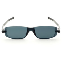 Load image into Gallery viewer, Straight-on front view of Nannini Solemio 3 sunglasses with Black Temples, Dark Grey Lens. Photographed on a white background. Buy them at ReadingGlasses.CO-
