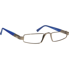 Load image into Gallery viewer, 3/4 view of Alto Moda Ophthalmic-grade Italian Design Reading Glasses in blue, photographed on a white background from ReadingGlasses.CO