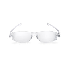 Load image into Gallery viewer, Straight-on view of Nannini Compact 2 foldable reading glasses in crystal.  Get them at ReadingGlasses.CO/