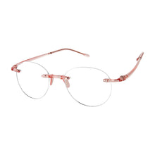 Load image into Gallery viewer, Angled view of Scojo Round Gels readers in Blue pink by Scojo. Photographed on a white background. Style 621. Buy them at ReadingGlasses.CO-.jpg