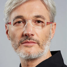 Load image into Gallery viewer, Male Model wearing Nannini Compact 2 folding Readers in Red by Nannini Eyewear. Buy them at ReadingGlasses.CO/