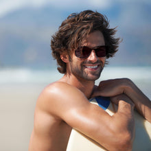 Load image into Gallery viewer, Pismo Square Tortoise Shell Unisex Sunglasses worn by model, ReadingGlasses.CO/
