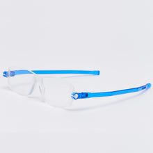 Load image into Gallery viewer, 3/4 view of Nannini Compact 2 folding Readers in blue by Nannini Eyewear. Buy them at ReadingGlasses.CO/