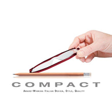 Load image into Gallery viewer, Red Nannini Compact 1 compared to pencil size