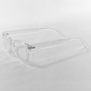3/4 view of Nuovo Paris Reader by Nannini Italy in Crystal on white background. Buy at ReadingGlasses.CO/