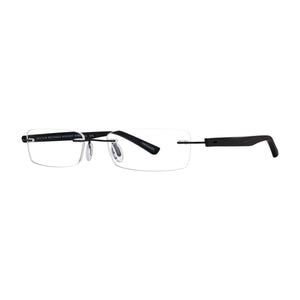 3/4 view Gels® Slim Rectangle Rubber Coated Readers in Black readers. Available at ReadingGlasses.CO/