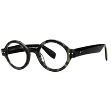 Load image into Gallery viewer, 3-4 photo of Radio City Black Horn reading glasses on white, by Scojo New York. Buy at ReadingGlasses.CO_