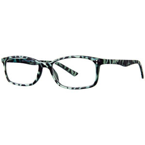 Front folded view of Scojo Manhattan Gels in Black and Mint tortoise. Photographed on a white background. Style 318. Buy them at ReadingGlasses.CO   .jpg  