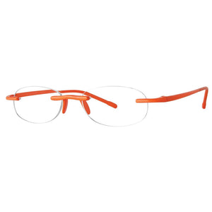 Three quarter view of original Scojo Gels readers in orange poppy by Scojo. Photographed on a white background. Style 766. Buy them at ReadingGlasses.CO-.jpg  
