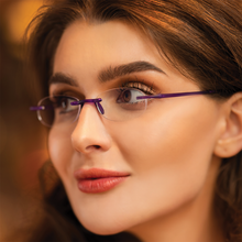 Load image into Gallery viewer, Female Model wearing Amethyst Scojo Gels from ReadingGlasses.CO_2100