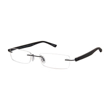 Load image into Gallery viewer, Angled view Gels® Slim Rectangle Rubber Coated Readers in Black readers. Available at ReadingGlasses.CO/