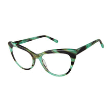 Load image into Gallery viewer, Angle view of Cornelia Reading Glasses mint horn style 2501 photographed on white background. Made by Scojo. Buy at ReadingGlasses.CO/ 