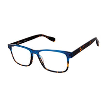 Load image into Gallery viewer, Angular view of Broadway Blue Lagoon readers on white. Style 2508, made by Scojo New York. Buy at ReadingGlasses.CO/