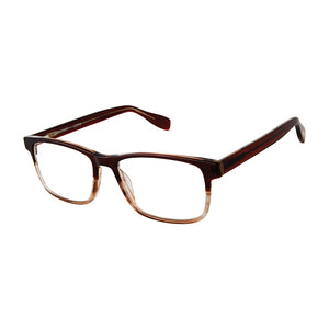Angular view of Broadway Red Stripe Tortoise readers on white. Style 2511, made by Scojo. Buy at ReadingGlasses.CO/