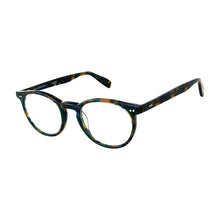 Load image into Gallery viewer, Angular view of Gershwin Teal Tortoise reading glasses on white. Style 2528, made by Scojo New York. Buy at ReadingGlasses.CO/