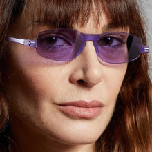 Load image into Gallery viewer, Model wearing solomio Icy Violet sunglasses