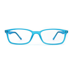 Front view Scojo Manhattan Gels in light blue. Photographed on a white background. Style 3001. Get yours at ReadingGlasses.CO-
