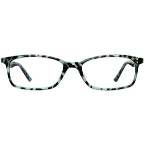 Front view of Scojo Manhattan Gels in Black and Mint tortoise.Find them at ReadingGlasses.CO   .jpg   