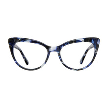 Load image into Gallery viewer, Front view of Cornelia Reading Glasses Blue Horn style 2500 photographed on white background. Made by Scojo. Buy at ReadingGlasses.CO 