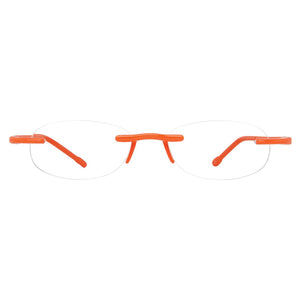 Front view of original Scojo Gels readers in orange poppy by Scojo. Photographed on a white background. Style 766. Buy them at ReadingGlasses.CO-.jpg  