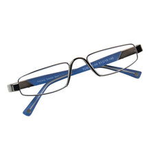 Load image into Gallery viewer, Flat downward view of Alto Moda Ophthalmic-grade Italian Design Reading Glasses in blue, photographed on a white background from ReadingGlasses.CO/