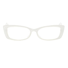 Load image into Gallery viewer, Front view of white bowtie reading glasses in white on white background. By aj morgan get them at ReadingGlasses.CO/