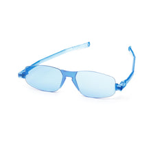 Load image into Gallery viewer, 3/4 view of Nannini Kiss Foldable sunglasses white background: color: Angel Blue