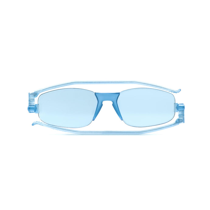 Folded view of Nannini Kiss Foldable sunglasses on white background; color: Angel Blue