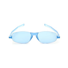 Load image into Gallery viewer, Front view of Nannini Kiss Foldable sunglasses white background: color: Angel Blue