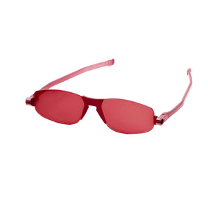 3/4 view of Nannini Kiss Foldable sunglasses white background: color: Hot Cherry