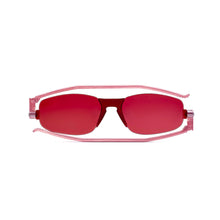 Load image into Gallery viewer, Folded view of Nannini Kiss Foldable sunglasses on white background; color: Hot Cherry
