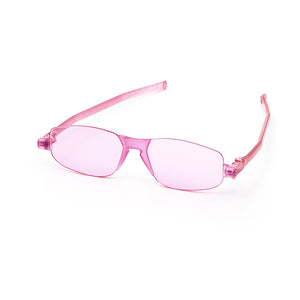 3/4 view of Nannini Kiss Foldable sunglassesm white background: color: Lovely Rose