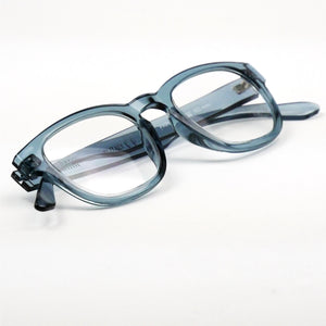 "Relaxed"right-facing view of Gray Paris Italian Reading Glasses by Nannini photographed on white background. Buy them at ReadingGlasses.CO/