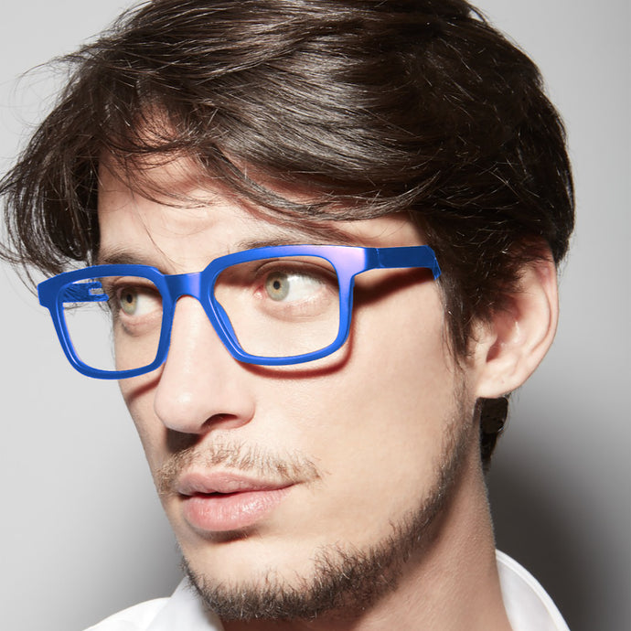 ART matte blue reading glasses by Nannini. Buy at Italian ReadingGlasses.CO/