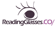 company logo, a stylized graphical eye with ReadingGlasses.CO/ appearing underneath it
