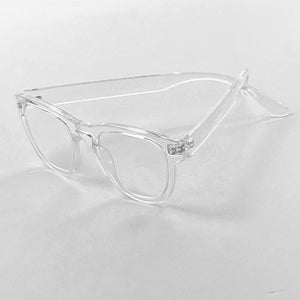 3/4 "relaxed" view of Nuovo Paris Reader by Nannini Italy in Crystal on white background. Buy at ReadingGlasses.CO/