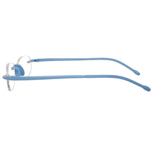 Load image into Gallery viewer, Side temple view of original Scojo Gels readers in Georgia blue by Scojo. Photographed on a white background. Style 767. Buy them at ReadingGlasses.CO-.jpg  