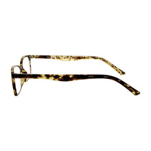 Load image into Gallery viewer, Side Temple view of Scojo Manhattan Gels Reading Glasses in Tokyo Tortoise on white background. Buy Scojo at ReadingGlasses.CO-