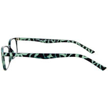 Load image into Gallery viewer, Temple side view of Scojo Manhattan Gels in Black and Mint tortoise. Purchase them at ReadingGlasses.CO   .jpg  