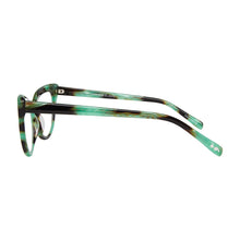 Load image into Gallery viewer, Temple view of Cornelia Reading Glasses mint horn style 2501 photographed on white background. Made by Scojo. Buy at ReadingGlasses.CO/ 