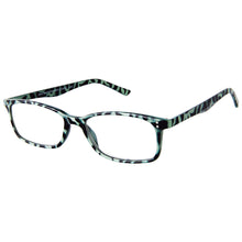 Load image into Gallery viewer, Tilted 3-4 view of Scojo Manhattan Gels in Black and Mint tortoise. Photographed on a white background. Style 318. Available at ReadingGlasses.CO   .jpg  