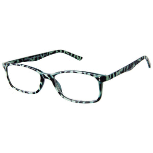 Tilted 3-4 view of Scojo Manhattan Gels in Black and Mint tortoise. Photographed on a white background. Style 318. Available at ReadingGlasses.CO   .jpg  